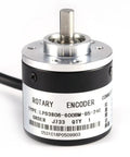 5V-24V Rotary Encoder With 6mm Shaft AB 2-Phase Incremental Encoder shown with label and metal shaft visible.