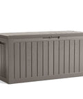 90 Gallon Resin Deck Box With Locking Lid For Outdoor Storage Of Furniture Cushions Tools And Gear Waterproof Patio Organizer