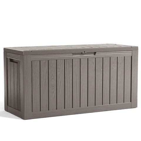 90 Gallon Resin Deck Box With Locking Lid For Outdoor Storage Of Furniture Cushions Tools And Gear Waterproof Patio Organizer