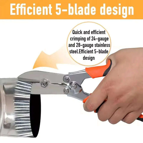 Heavy Duty Five Blade Hand Crimper Workhorse for Sheet Metal crimping 24-28 gauge stainless steel pipes efficiently.