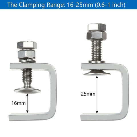8 Pack 1 Inch C Clamp Set, Heavy Duty 304 Stainless Steel Tiger Clamps With Stable Wide Jaw Opening And I Beam Design, Clamping Range 16-25mm