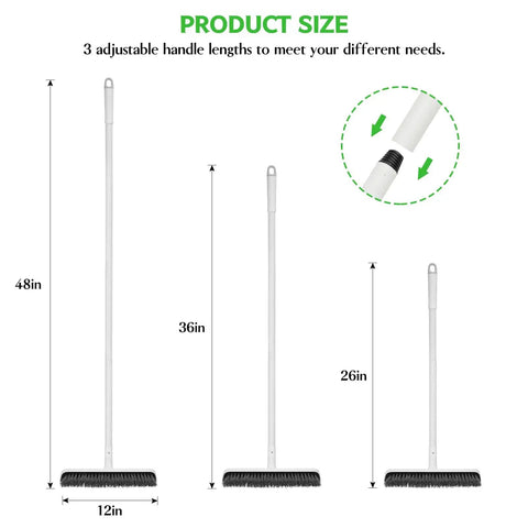2 In 1 Floor Scrub Brush With Scraper, 48 Inch Adjustable Handle, Stiff Bristles For Tough Grime, size options shown