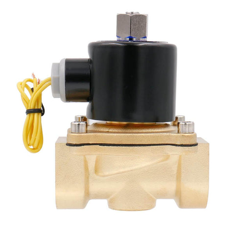 1 Inch Normally Open 2 Way Brass Electric Solenoid Valve For Water And Air, Direct Acting Wet Armature, 110V AC, Front View