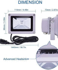 Dimensions and design details of RGB Color Changing LED Flood Lights With Remote Dimmable IP65 Waterproof Stage Lighting For Indoor Outdoor Decor Multi Color Uplighting For Christmas Parties And Events