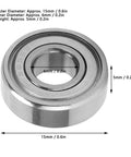 Premium 10-Pack Thonlai Miniature Stainless Steel Bearings For Automotive And Home Gear, High Speed 15X6X5mm close-up view showing dimensions.
