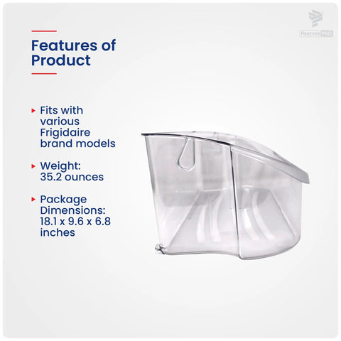 Premium Bin Door Replacement for Frigidaire Refrigerators, clear plastic bin with dimensions 18.1 x 9.6 x 6.8 inches