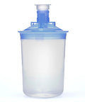 Mini 6 Oz PPS Paint Cup Lids And Liners Kit with blue sealing plug and filter, designed for paint guns, shown in side view.