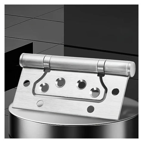 Door hinge set, stainless steel heavy-duty with mounting holes, front view (Amazon brand)