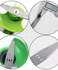Close-up view of eight piece metal lawn mower saw blades and replacement heads set for cordless mowers in four sections