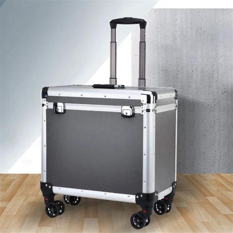 Heavy Duty Tool Box On Wheels With Locking Telescopic Handle Large Capacity Organizer For Nuts Bolts Screws And Small Hardware Aluminum Alloy Storage Chest Built For The Job Site
