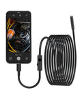 Dual Lens HD Endoscope Camera With Semi Rigid Snake Cable IP67 Waterproof 8 LED Lights Dimmable 1920P Resolution For Industrial Pipeline Inspection Compatible With Smartphones And Tablets Three And A Half Feet Long, connected to smartphone