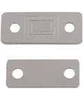 Ultra Thin Magnetic Cabinet Catch Set For Wardrobes And Drawers, heavy duty metal plates with mounting holes shown