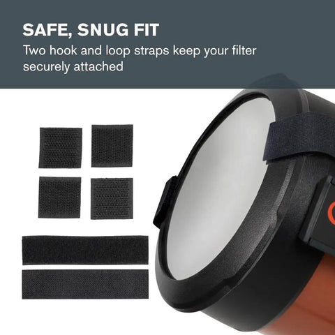 Solar Eclipse Telescope Filter ISO 12312-2 Compliant with hook-and-loop straps for secure fit on 8 Inch SCT and EdgeHD Telescopes.