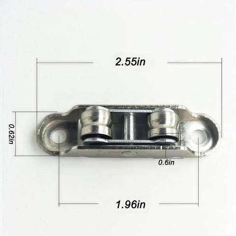 Heavy Duty Double Bearing Sliding Door Rollers With Adjustable Angle Premium Zinc Alloy Window Pulley Wheels dimensions 2.55x1.96 inches.
