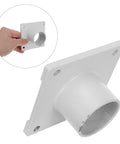 Heavy Duty Steel Dryer Equipment Outlet Fitting Flange With Anti Slip Base Support, shown being held, features sturdy white steel design.