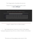 Diagram showing dimensions of Universal Piano Keyboard Dust Cover For 61 To 88 Keys Ebony Black L Size, fits keyboards up to 67 inches.