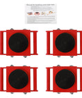 Dead Nuts Heavy Duty Machinery Skates Featuring 360 Degree Swivel Wheels For Seamless Heavy Equipment Transport. Red steel construction.