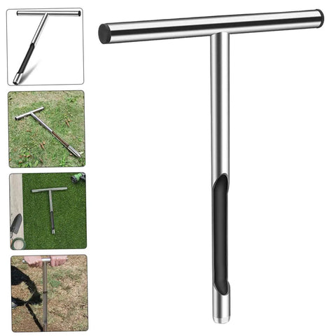 Stainless Steel Soil Sampler Probe With T Handle For Lawn Garden And Farm Use Heavy Duty Pro Grade Core Sampling Tool For Moisture Testing And Soil Analysis For Precision Work, shown in multiple views and usages.