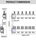 Dimensions of 6-Branch Radiant Heat Manifold for Hydronic Floor Heating Stainless Steel PEX Manifold With Compatible Outlets