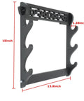Dope Black Wall Mount Sword Display Rack For Katana Wakizashi Tanto Three Layer Stand Hanger Bracket front view with dimensions