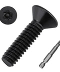 6 32 X 3 4 Inch Black Flat Head Security Torx Screws 304 Stainless Steel 100 Pack With Matched S2 Bit showing screw and driver bit.