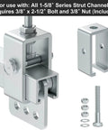 8 Pack Beefy Heavy Duty Steel Trolley Track Hanger Brackets For 1-5/8 Inch Strut Channel Universal Mounts With Bolts and Nuts Included