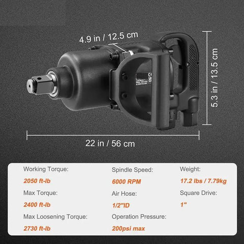 Hardcore 1 Inch Drive Air Impact Wrench Built Like A Tank To Pump Out 2730 Ft Lbs Breakaway Torque With Beast Mode Guts and Twin Hammer Punch for Heavy Duty Truck Jobs.