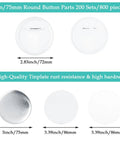 Three Inch Button Maker Kit With 800 Pieces Of Button Parts showing 75mm round button components and clear films
