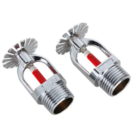 Two Five Pack Pro Grade Brass Pendent Fire Sprinkler Heads 1 2 Inch DN15 with red heat activation feature.