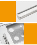 Close-up of Top Tier Sliding Bolt Door Latch with Mounting Screws showing metal housing and spring action design.