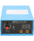 Portable Battery Spot Welder Powerhouse 5000W Output with digital display and blue casing.