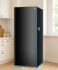 16.4 Cu Ft Convertible Refrigerator And Upright Freezer Energy Star Certified Auto Defrost Reversible Door Adjustable Glass Shelves Black Finish displayed in kitchen corner.