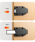 Grab These Slay Touch Activated Cabinet Door Catches With Secure 4 Point Fastening, showing open and close mechanism.