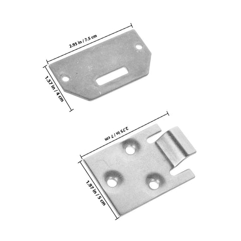 Metal Golf Cart Seat Bottom Hinge And Plate Replacement with dimensions shown, durable easy clean golf cart hinge for quick upgrades