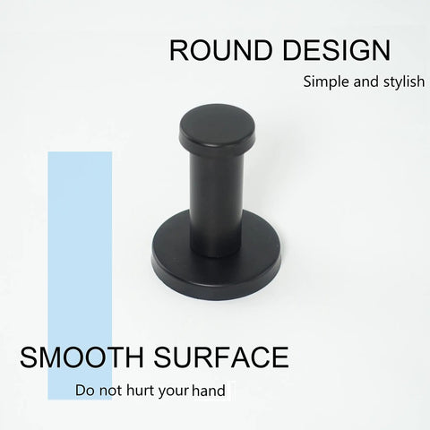Round black SUS 304 steel hook from Six Pack Round Stainless Steel Coat Hooks Wall Mounted Heavy Duty Hangers Black Finish.