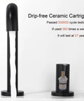 Close-up of black drip-free ceramic cartridge for 8 Inch Widespread Black Bathroom Faucet For 3 Hole Sink With Easy Install