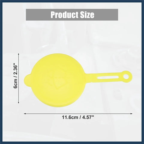 Yellow Windshield Washer Fluid Reservoir Cap Cover Replacement For Nissan Frontier Sentra 200SX Pathfinder Xterra D21 shown with size dimensions