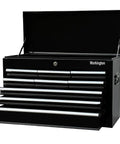 Beefy Portable 9 Drawer Tool Chest In Steel Black With Ball Bearing Drawer Slides Central Lock Two Side Handles Non Slip Liners