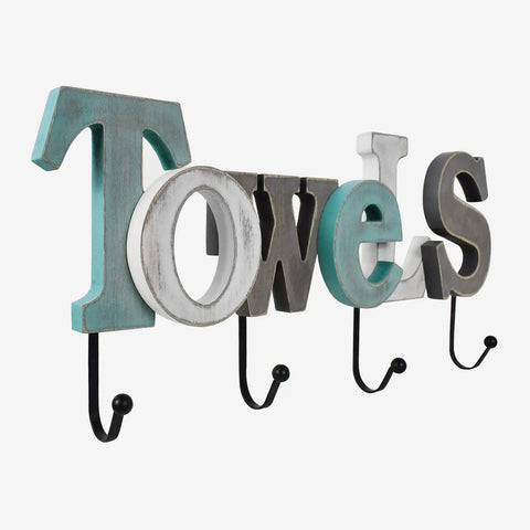 Rustic Wooden Sign With Cutout Letters And Towel Hanging Rack Wall Mounted Word Sign For Bathroom And Home Decor Perfect Farmhouse Nautical Cozy Vibe Mood