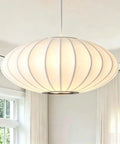 AFSEMOS 20" Japanese Wabi Sabi Pendant Light Silk Hanging Lantern Lamp, large silk pendant light with white finish.