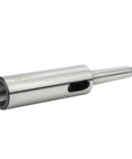 Side view of MT2-MT3 Morse taper adapter sleeve, steel, for lathe/milling CNC fixtures.