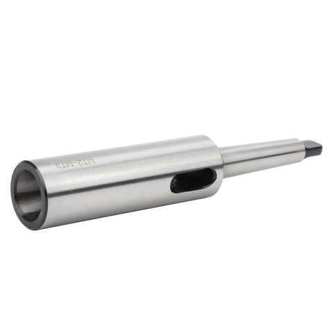 Side view of MT2-MT3 Morse taper adapter sleeve, steel, for lathe/milling CNC fixtures.