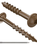 1 1/4 Inch Coarse Thread Pocket Hole Screws, 100 Pieces, Square Drive, Washer Head, Brown, Four Layer Corrosion Resistant Coating, Drive Bit Included