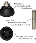 Close-up of Adjustable Leveling Feet With Screws Swivel Furniture Leg Set Of 4 40mm Base M8x50mm, showing nylon base and hanger bolt.