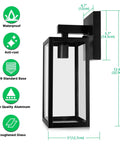 All Weather Outdoor Wall Lantern Built Tough For Rain Or Shine Weather Resistant Rock Solid Waterproof Rust Proof Exterior Sconce Lamp For Front Porch, black metal, 12.95H x 5L inches.