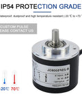 50mm Incremental Rotary Encoder With 8mm Shaft Optical AB Quadrature Two Phase Pro Grade High Resolution PPR Options 10 1024 3600 5 To 24V DC Driver Output 5V ZSP5008 2048PPR Module For Precise Motor Control, side view, IP54 rated