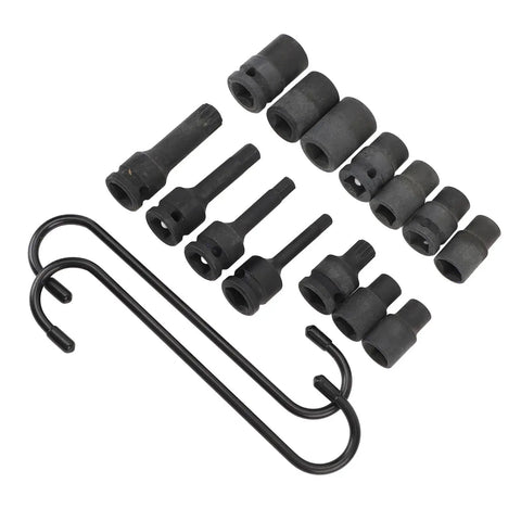 Rock Solid 15 Piece Impact Brake Caliper Socket Set Gritty Heavy Duty Tool Kit For German Car Brands Perfect Fit Durable Removal Gear, chrome moly steel sockets