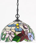 Tiffany Pendant Light Plug In Hummingbird Amber Stained Glass, 12 Inch Hanging Lamp From S101 Series with floral pattern
