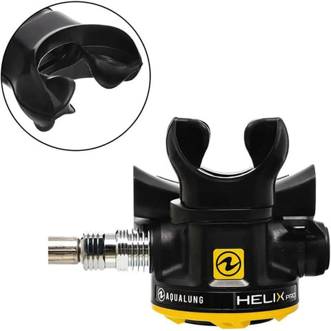 Compact Scuba Octopus Regulator with interchangeable mouthpiece and high visibility yellow hose connector