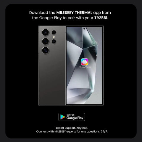 Android Smartphone Thermal Camera Plug And Play USB-C, 512x384 Thermal Sensor shown with MileSeey Thermal app on screen